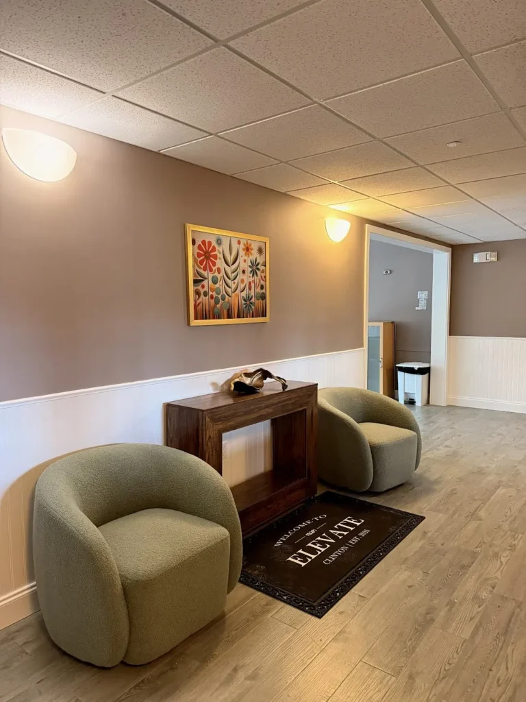 Waiting area at Elevate Health and Wellness Clinton, CT facility